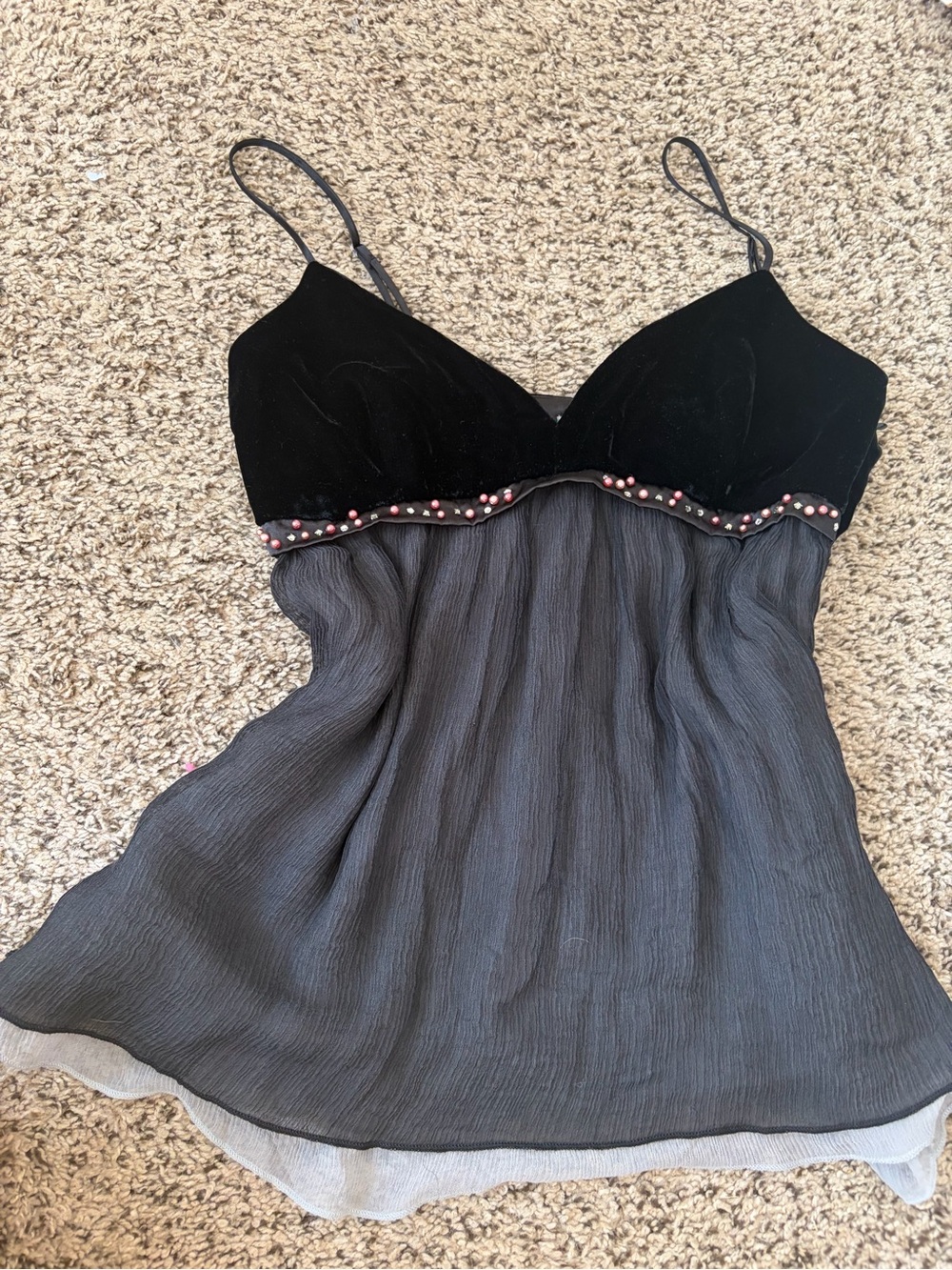 Allen B. by Allen Schwartz Black & Gray Beaded Chemise
